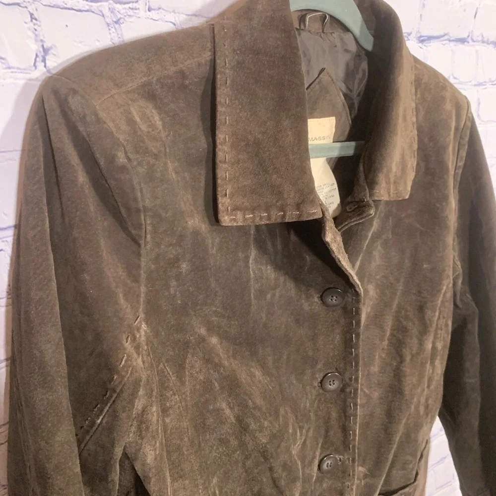 Massini Womens VTG Leather Button Down Jacket Brown Size L Western Boho Casual